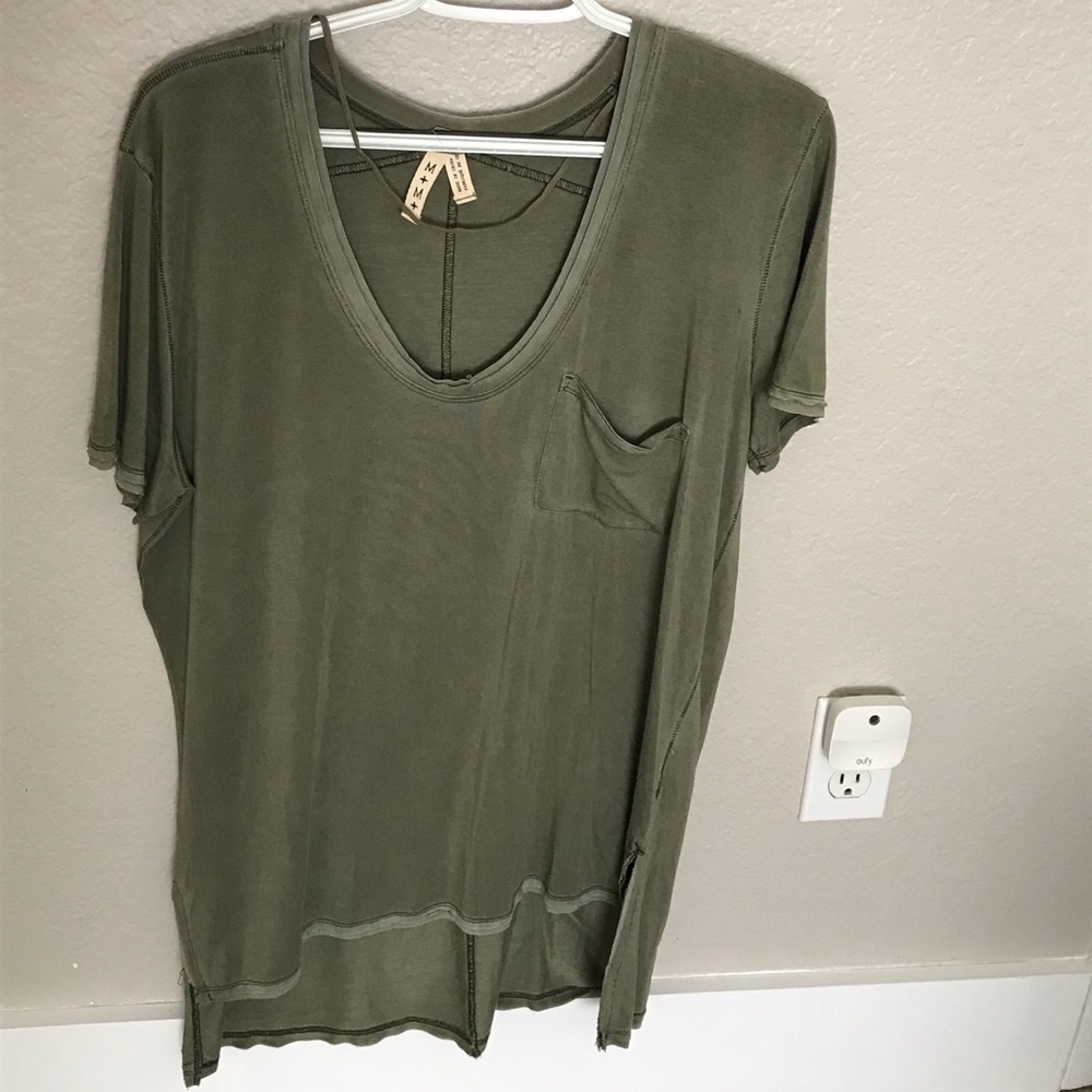 Free People olive v neck tee